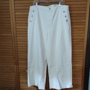 Juicy Couture NWT Marshmellow White Corduroy Wide Leg Coastal Crop Pant Size 16W